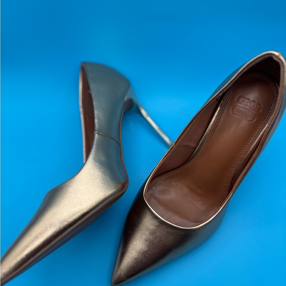 ASOS Metallic Bronze Pointed-Toe Stiletto Heels